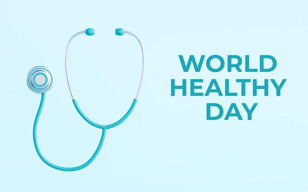 PSD A poster for world health day with a blue stethoscope 3d render illustration