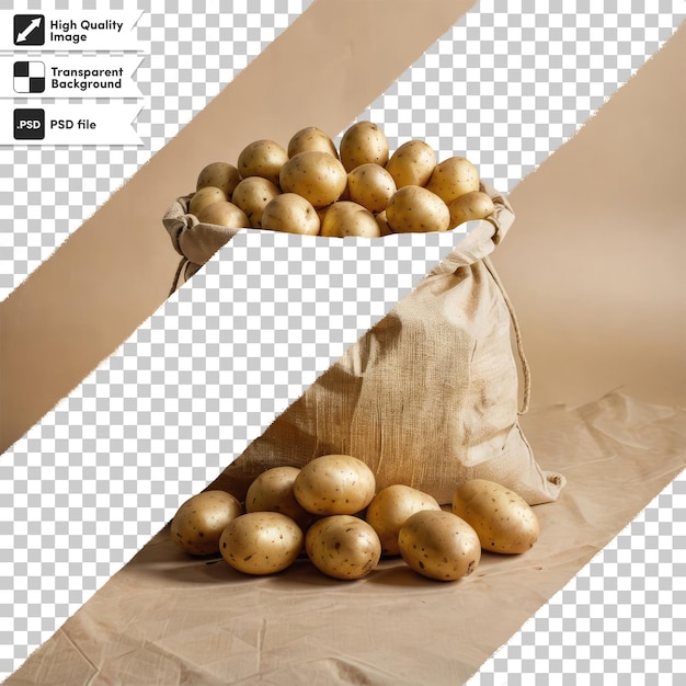 PSD potatoes in a bag on transparent background with editable mask layer