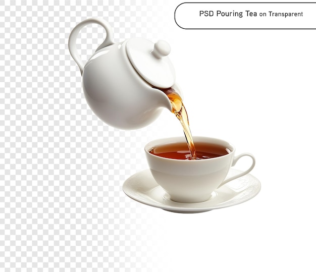 PNG 투명한 배경에 컵에 차를 부는 psd