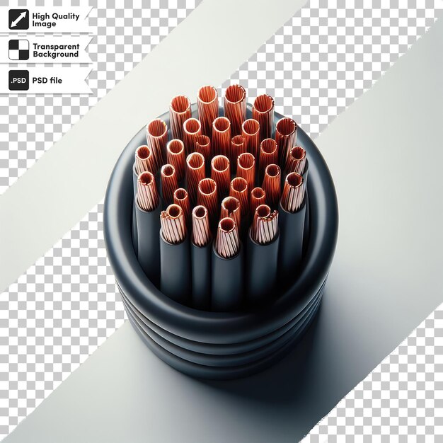 Psd power supply cable on transparent background with editable mask layer