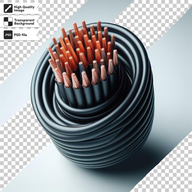 Psd power supply cable on transparent background with editable mask layer