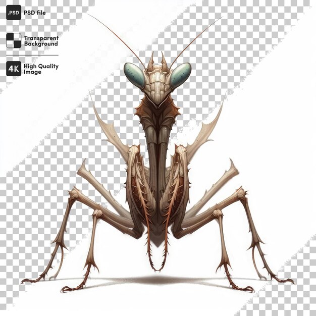 PSD psd praying mantis on a transparent background