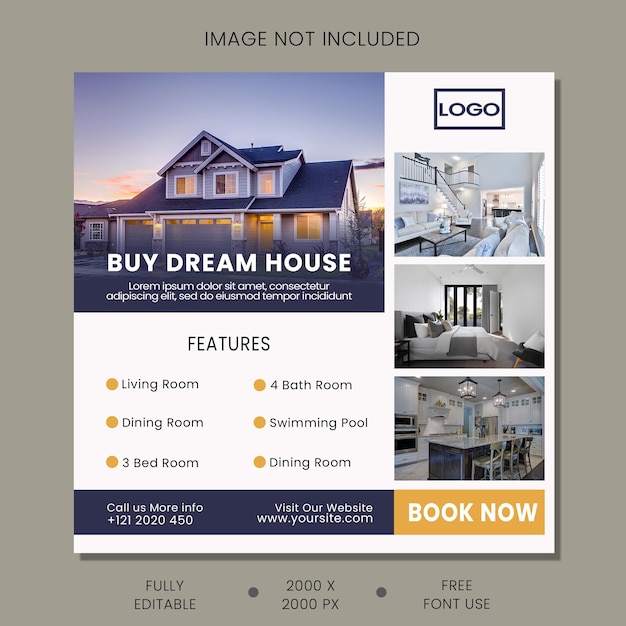 PSD Premium dream house social media post template for instagram