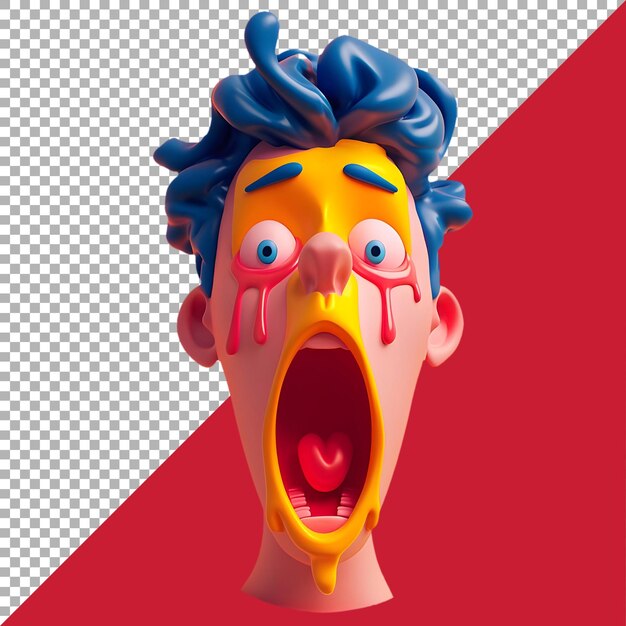 PSD psd premium file png of cartoon man with wide open mouth against white background