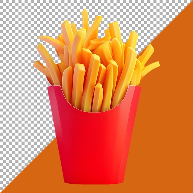 PSD Premium File Png frietjes in een rode doos met ketchup Koude drank tegen witte achtergrond