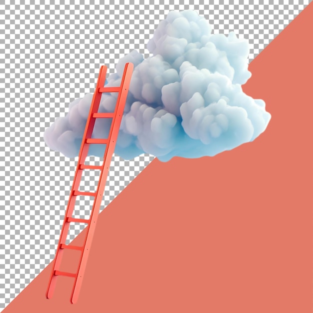 Psd premium file png di scale alla scala delle nuvole del successo contro sfondo bianco