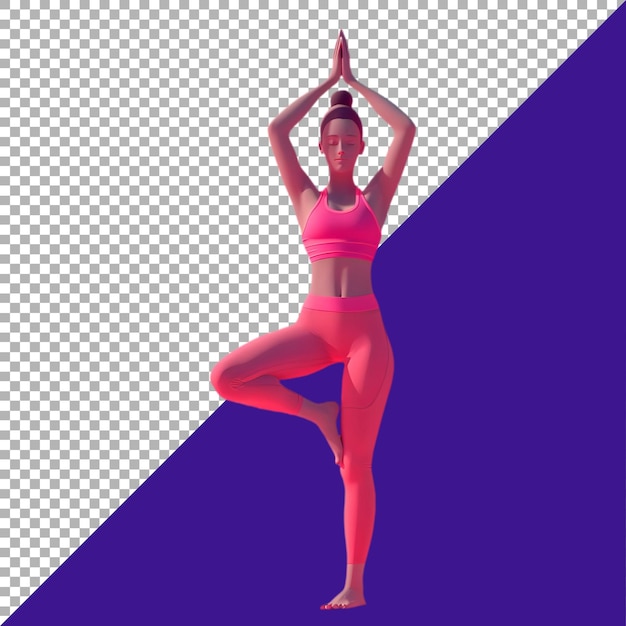 PSD psd premium file png van een yoga meisje poseert tegen een witte achtergrond