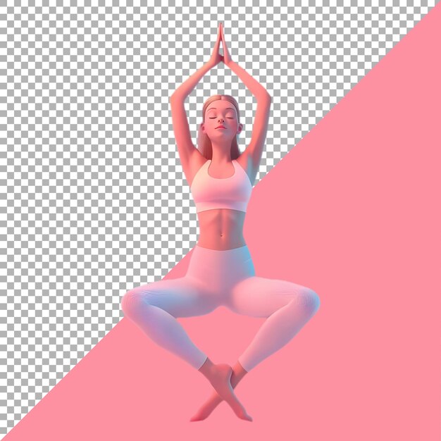 PSD Premium File Png van een yoga meisje poseert tegen een witte achtergrond