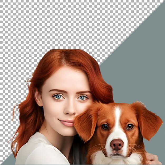 PSD file premium psd donna con cane su sfondo bianco ai generato