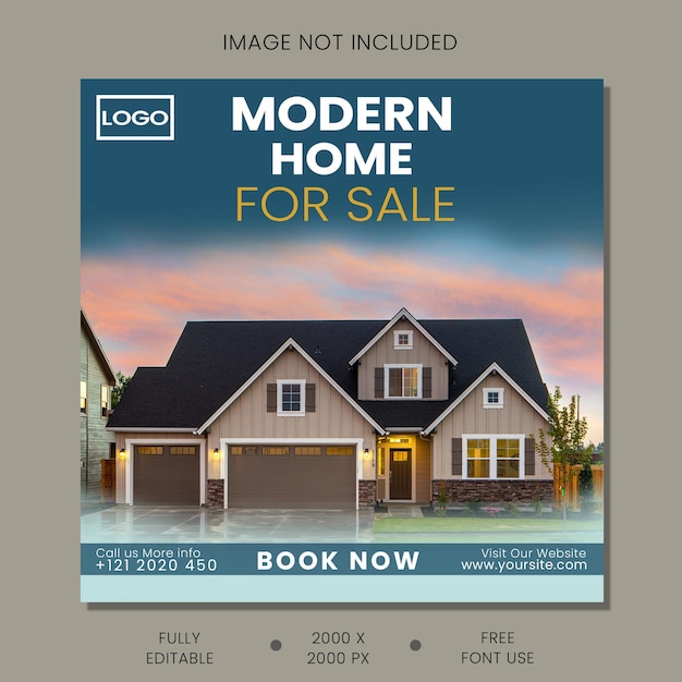 PSD psd premium modern home for sale social media post template for instagram