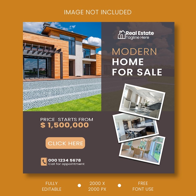 Psd premium new home for sale real estate instagram post banner design