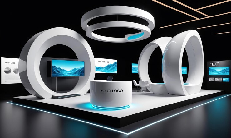 PSD psd presenter studio concept event exhibition stand mockup