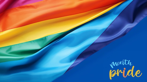 PSD psd pride flag on a blue background with editable text rainbow flag love and diversity pride day