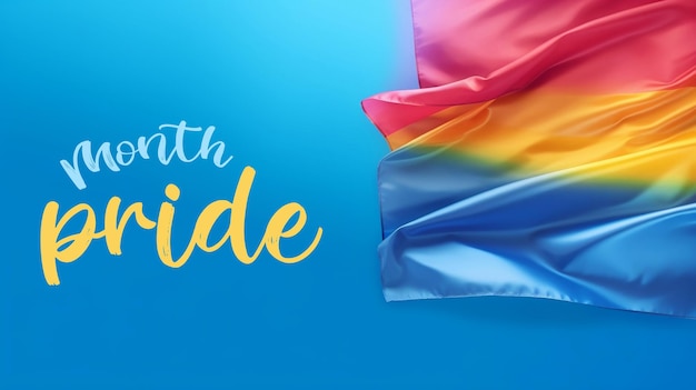 PSD pride flag on a blue background with Editable text rainbow flag love and Diversity pride day