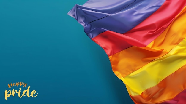 Psd pride flag on a blue background with editable text rainbow flag love and diversity pride day