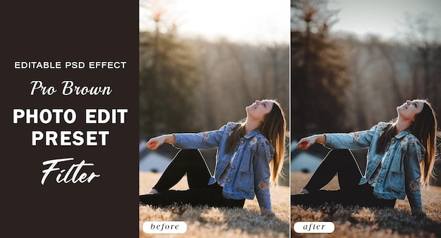 PSD Pro Brown photo edit preset filter for Moody Dark Coffee Instagram Photography Filter