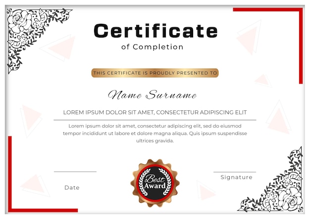 PSD psd professional certificate design template