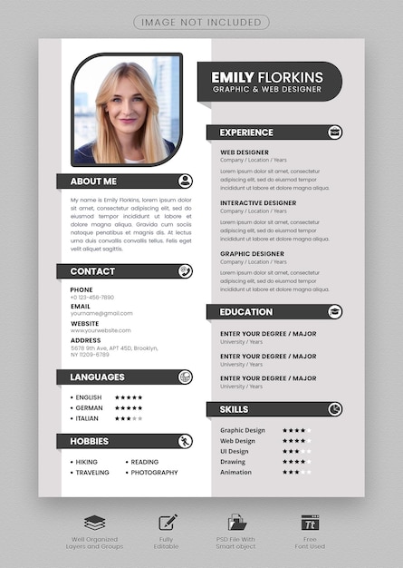 PSD professional modern resume or cv template