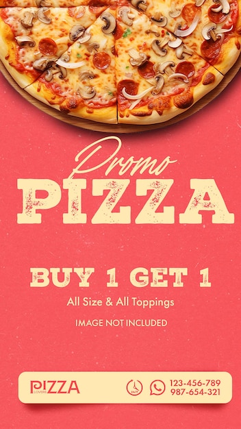 PSD psd promo pizza with red background instagram post template