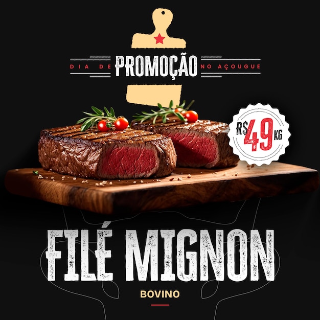 PSD psd promotion on filet mignon meat for butchers