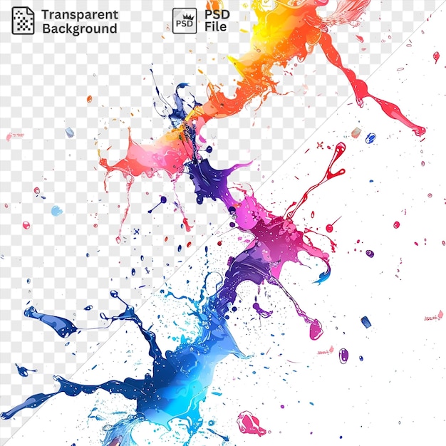 PSD psd przejrzysty tło neon abstrakcyjny wektorowy symbol rozpryskiwania jasne fioletowe i niebieskie kolory w powietrzu