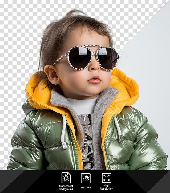 PSD psd przezroczyste tło z małą dziewczynką w okularach przeciwsłonecznych