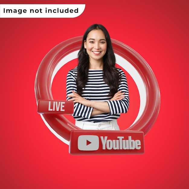 PSD psd 3d banner icon profile on youtube