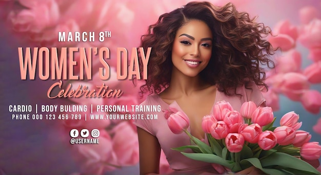 Psd psd banner template theme for womans day event