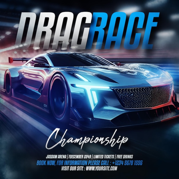 PSD psd psd drag race car exhibition auto show social media flyer template