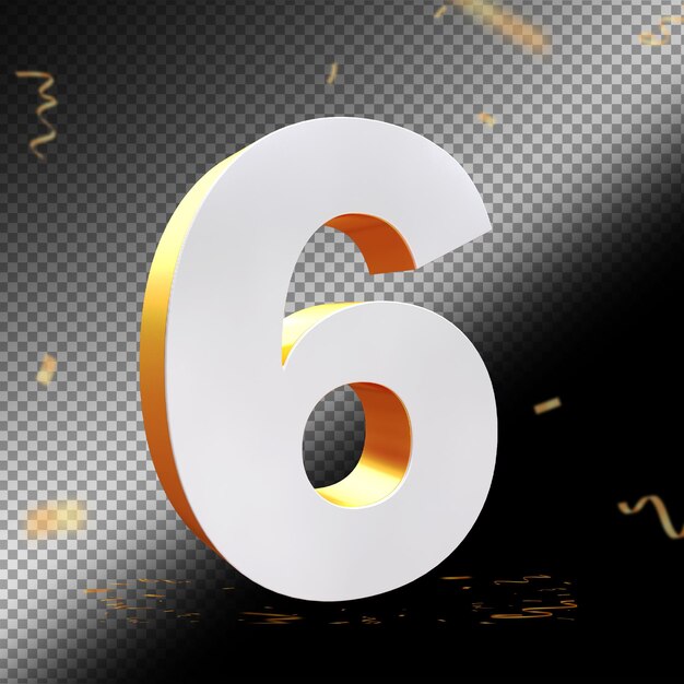 Psd psd golden style 3d number 6