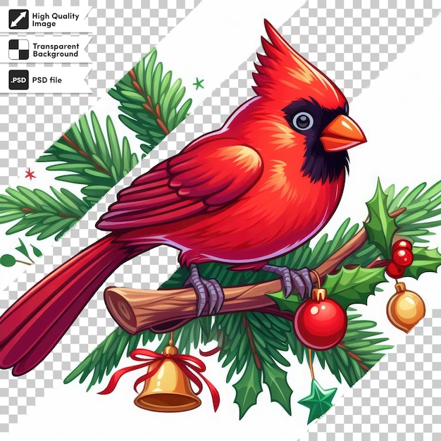 PSD psd ptak północny kardynał ptak zimowy na przezroczystej tle