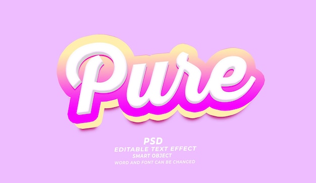 PSD psd pure 3d editable text effect photoshop template