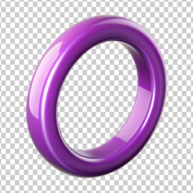 Psd of a purple 3d ring shape sticker on transparent background