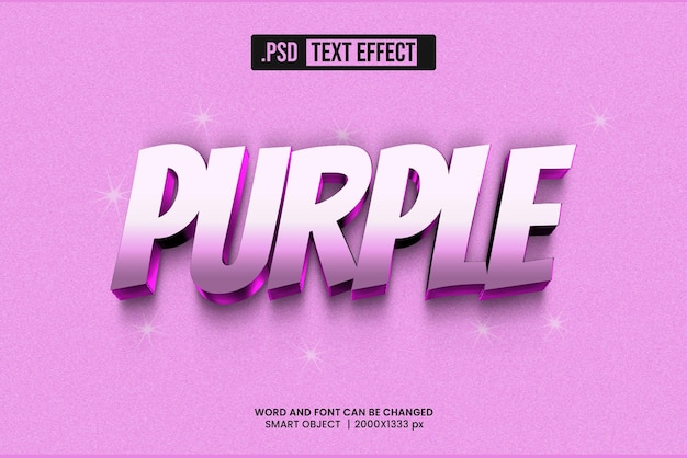 PSD psd purple 3d text effect editable