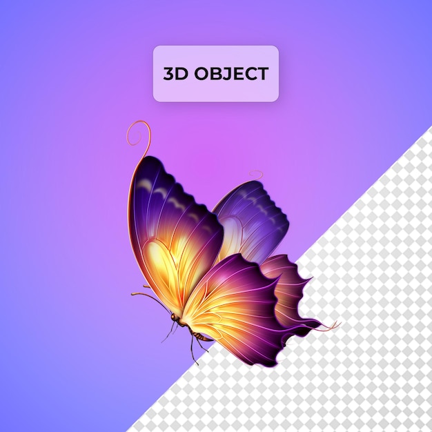 PSD 투명한 배경에 보라색 나비