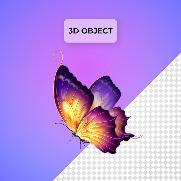 PSD psd purple butterfly on transparent background