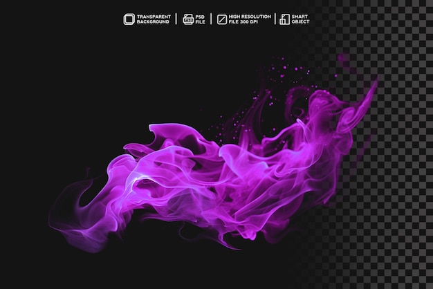 PSD psd purple violet fire flames in transparent background