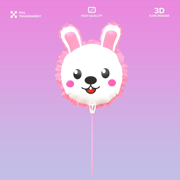 PSD 토끼 풍선 3D 일러스트레이션