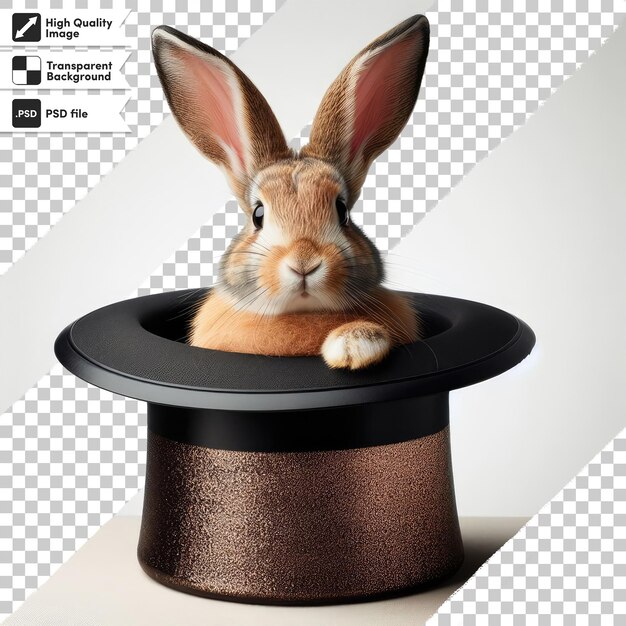 PSD psd rabbit in a hat magic focus show on transparent background with editable mask layer