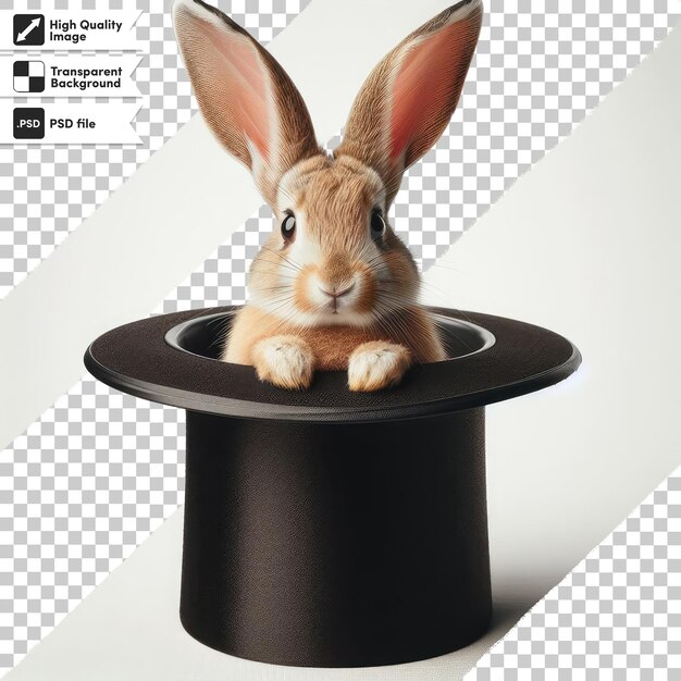 Psd rabbit in a hat magic focus show on transparent background with editable mask layer