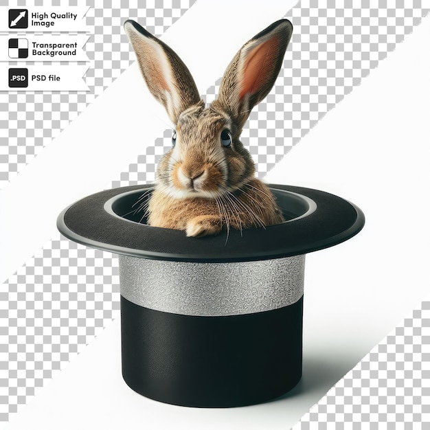 PSD psd rabbit in a hat magic focus show on transparent background with editable mask layer