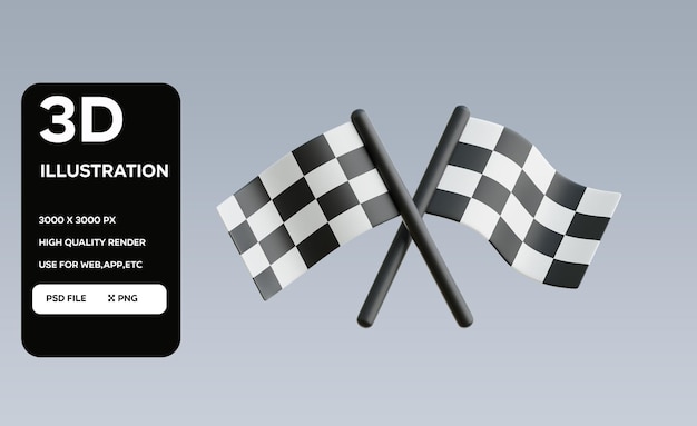 PSD racing flag 3D Illustration