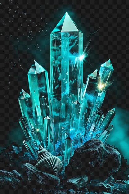 Psd Radiant Aquamarine Crystals Arranged In A Cluster Aquamarine Outline Collage Art Frame Glass