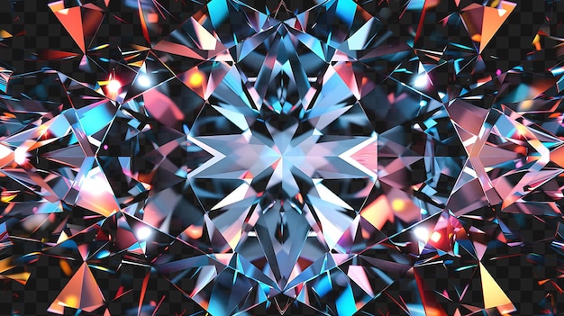 PSD 輝くダイヤモンドの結晶が鏡のプリズムに囲まれているコラージュ・アート・フレーム・グラス