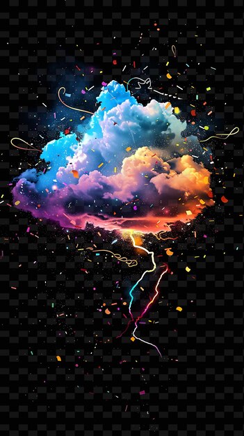 Psd radiant neon glow cloud art uniek concept game asset voor abstracte ontwerpen