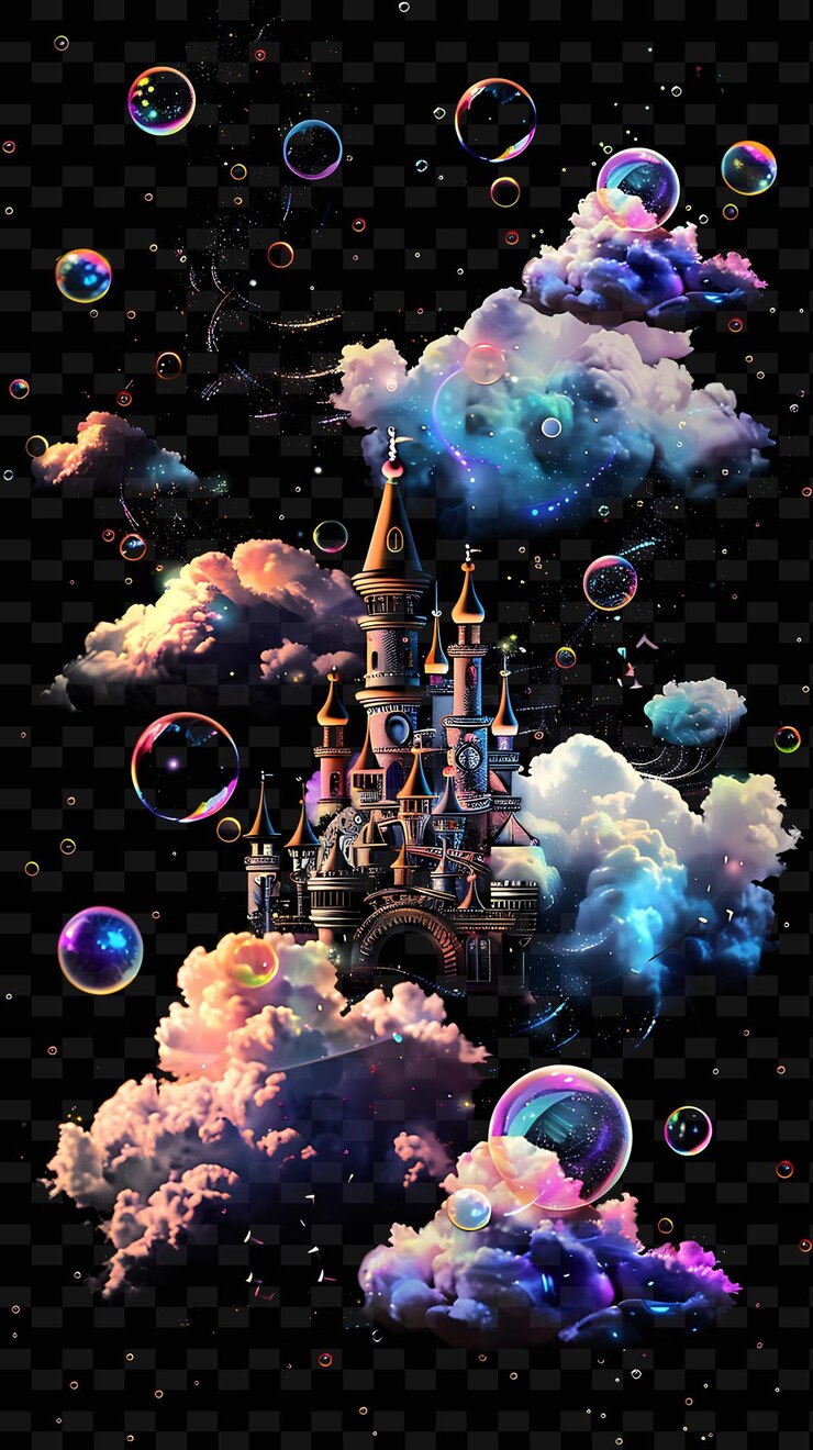 PSD psd radiant neon glow cloud art: 추상적인 디자인을 위한 독특한 개념 게임 자산