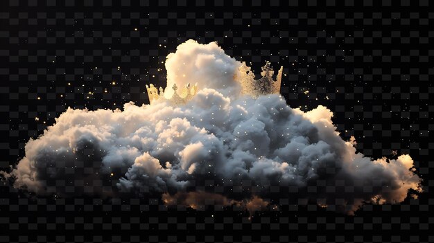 Psd radiant neon glow cloud art unique concept game asset for abstract designs