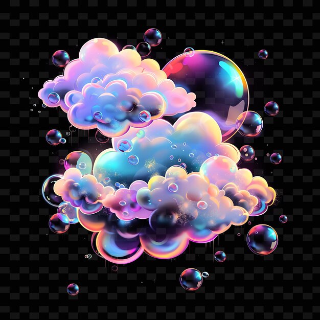 PSD psd radiant neon glow cloud art: 추상적인 디자인을 위한 독특한 개념 게임 자산