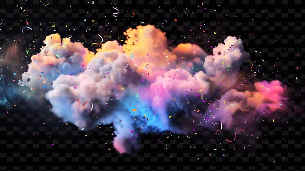 PSD psd radiant neon glow cloud art: 추상적인 디자인을 위한 독특한 개념 게임 자산