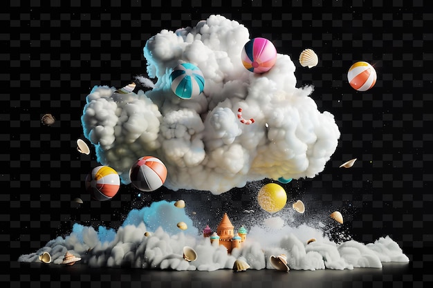 PSD psd radiant neon glow cloud art: 추상적인 디자인을 위한 독특한 개념 게임 자산